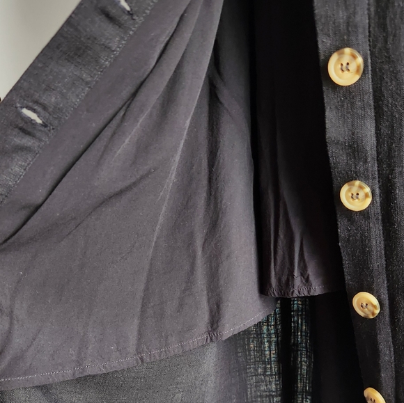 Linen Button front Catina midi dress by Buffalo David Bitton Sz M Black - Picture 12 of 14